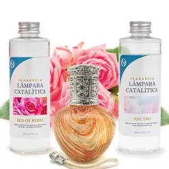 Mamamanuela Pack économique Lampe Catalytique Orange Waves + Parfum Bed of Roses (500 ml) + Nettoyant Neutre (200 ml) + Mèche de Rechange* Désodorisant Et Parfum D'Ambiance