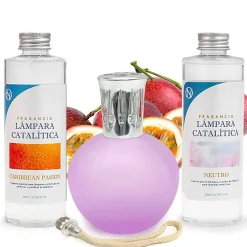 Mamamanuela Pack économique Lampe Catalytique Fuchsia Mat + Parfum Caribbean Passion (500 ml) + Nettoyant Neutre (200 ml) + Mèche de Rechange* Désodorisant Et Parfum D'Ambiance