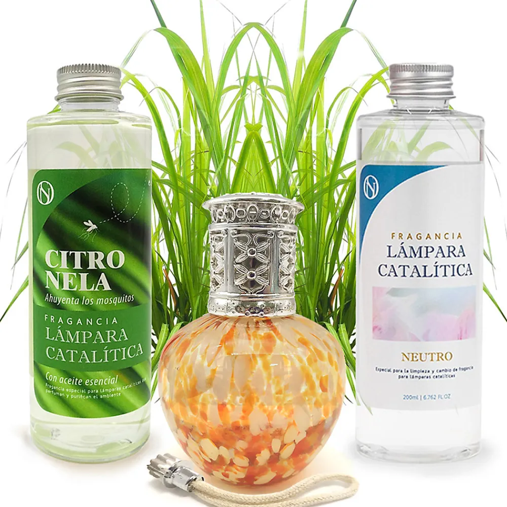 Pack économique Lampe Catalytique Drops Orange + Parfum Citronnelle (500 ml) + Nettoyant Neutre (200 ml) + Mèche de Rechange>Mamamanuela Outlet