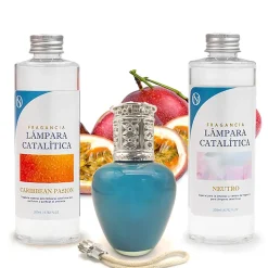 Mamamanuela Pack économique Lampe Catalytique Aqua Marina + Parfum Caribbean Passion (200 ml) + Nettoyant Neutre (200 ml) + Mèche de Rechange* Désodorisant Et Parfum D'Ambiance