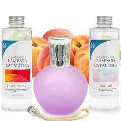 Pack économique Lampe Catalytique Fuchsia Mat + Parfum Peach Velvet (200 ml) + Nettoyant Neutre (200 ml) + Mèche de Rechange>Mamamanuela New