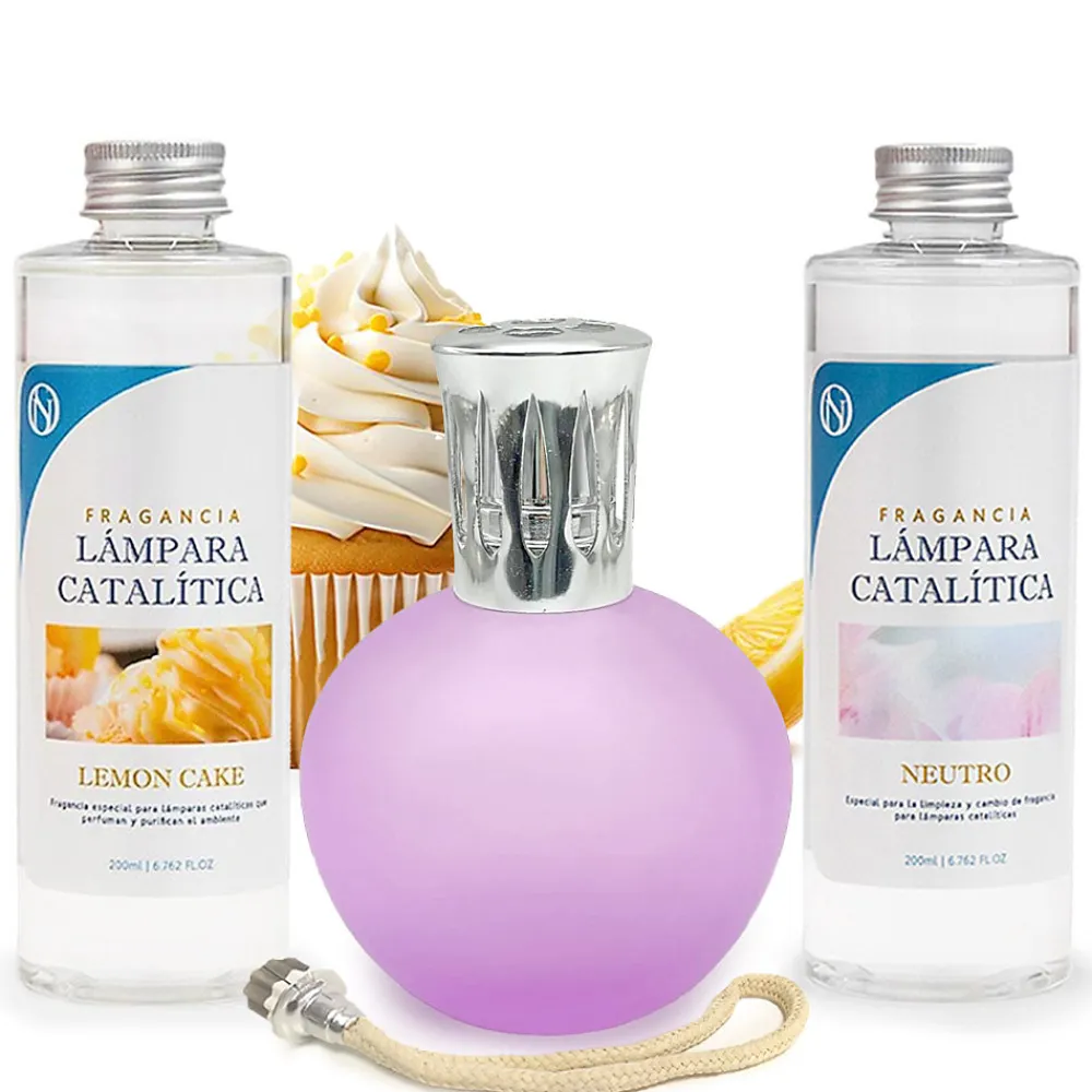 Mamamanuela Pack économique Lampe Catalytique Fuchsia Mat + Parfum Lemon Cake (200 ml) + Nettoyant Neutre (200 ml) + Mèche de Rechange* Désodorisant Et Parfum D'Ambiance