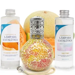 Mamamanuela Pack économique Lampe Catalytique Mosaïque Bicolore + Parfum Waikiki Melon (200ml) + Nettoyant Neutre (200ml) + Mèche de Rechange* Désodorisant Et Parfum D'Ambiance