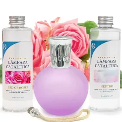 Pack économique Lampe Catalytique Fuchsia Mat + Parfum Bed of Roses (200 ml) + Nettoyant Neutre (200 ml) + Mèche de Rechange>Mamamanuela Sale