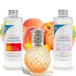 Pack économique Lampe Catalytique Orange Diamonds + Parfum Peach Velvet (500 ml) + Nettoyant Neutre (200 ml) + Mèche de Rechange>Mamamanuela