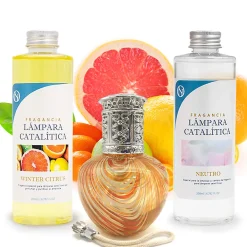 Pack économique Lampe Catalytique Orange Waves + Parfum Winter Citrus (200 ml) + Nettoyant Neutre (200 ml) + Mèche de Rechange>Mamamanuela Hot