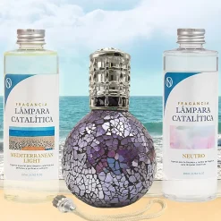 Mamamanuela Pack économique Lampe Catalytique Mosaïque de minuit + Mediterranean Light (200 ml) + Nettoyant Neutre (200 ml) + Mèche Rechange* Désodorisant Et Parfum D'Ambiance