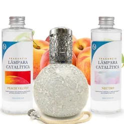 Pack économique Lampe Catalytique Mosaïque Blanc + Parfum Peach Velvet (500 ml) + Nettoyant Neutre (200 ml) + Mèche de Rechange>Mamamanuela Clearance