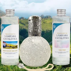 Mamamanuela Pack économique Lampe Catalytique Mosaïque Blanc + Parfum Provence Breeze (500 ml) + Nettoyant Neutre (200 ml) + Mèche Rechange* Désodorisant Et Parfum D'Ambiance