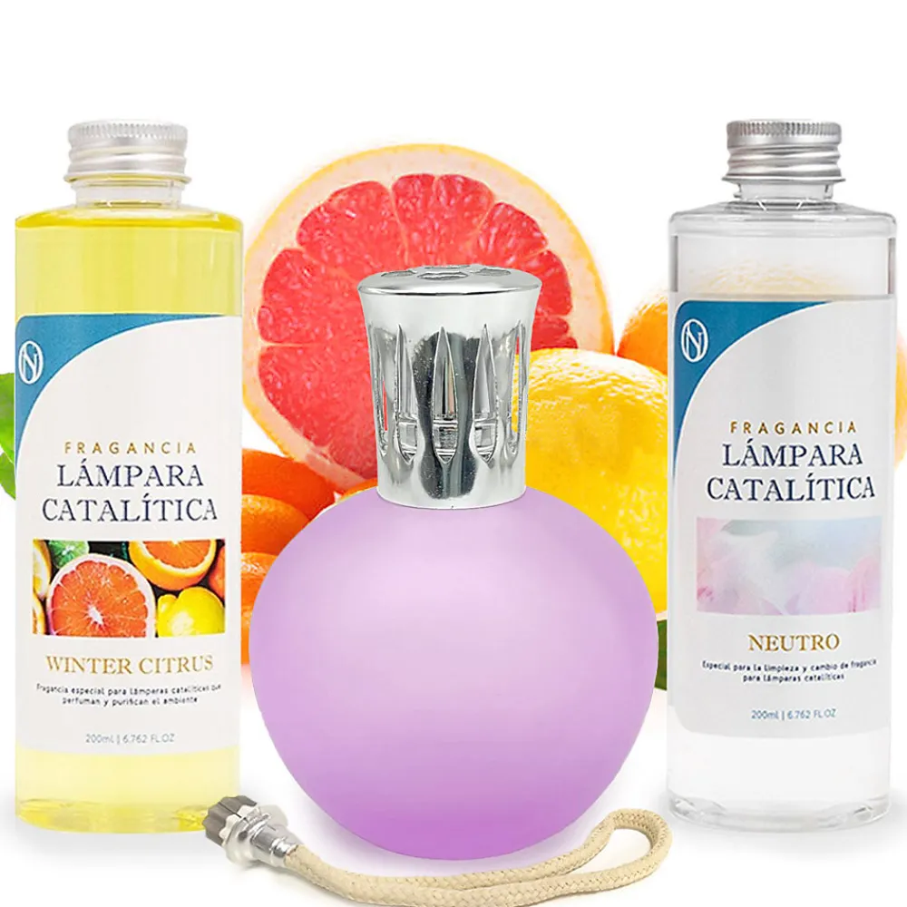 Mamamanuela Pack économique Lampe Catalytique Fuchsia Mat + Parfum Winter Citrus (200 ml) + Nettoyant Neutre (200 ml) + Mèche de Rechange* Désodorisant Et Parfum D'Ambiance