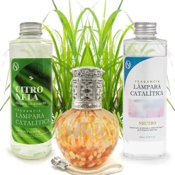 Mamamanuela Pack économique Lampe Catalytique Drops Orange + Parfum Citronnelle (200 ml) + Nettoyant Neutre (200 ml) + Mèche de Rechange* Désodorisant Et Parfum D'Ambiance