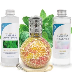 Pack économique Lampe Catalytique Mosaïque Bicolore + Parfum Mountain Mint (500 ml) + Nettoyant Neutre (200 ml) + Mèche Rechange>Mamamanuela Clearance