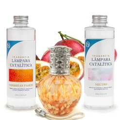 Pack économique Lampe Catalytique Drops Orange + Parfum Caribbean Passion (500 ml) + Nettoyant Neutre (200 ml) + Mèche de Rechange>Mamamanuela Hot
