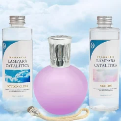 Mamamanuela Pack économique Lampe Catalytique Fuchsia Mat + Parfum Cotton Clean (500 ml) + Nettoyant Neutre (200 ml) + Mèche de Rechange* Désodorisant Et Parfum D'Ambiance