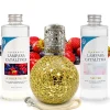 Mamamanuela Pack économique Lampe Catalytique Mosaïque Doré + Parfum Summer Fruits (200 ml) + Nettoyant Neutre (200 ml) + Mèche de Rechange* Désodorisant Et Parfum D'Ambiance