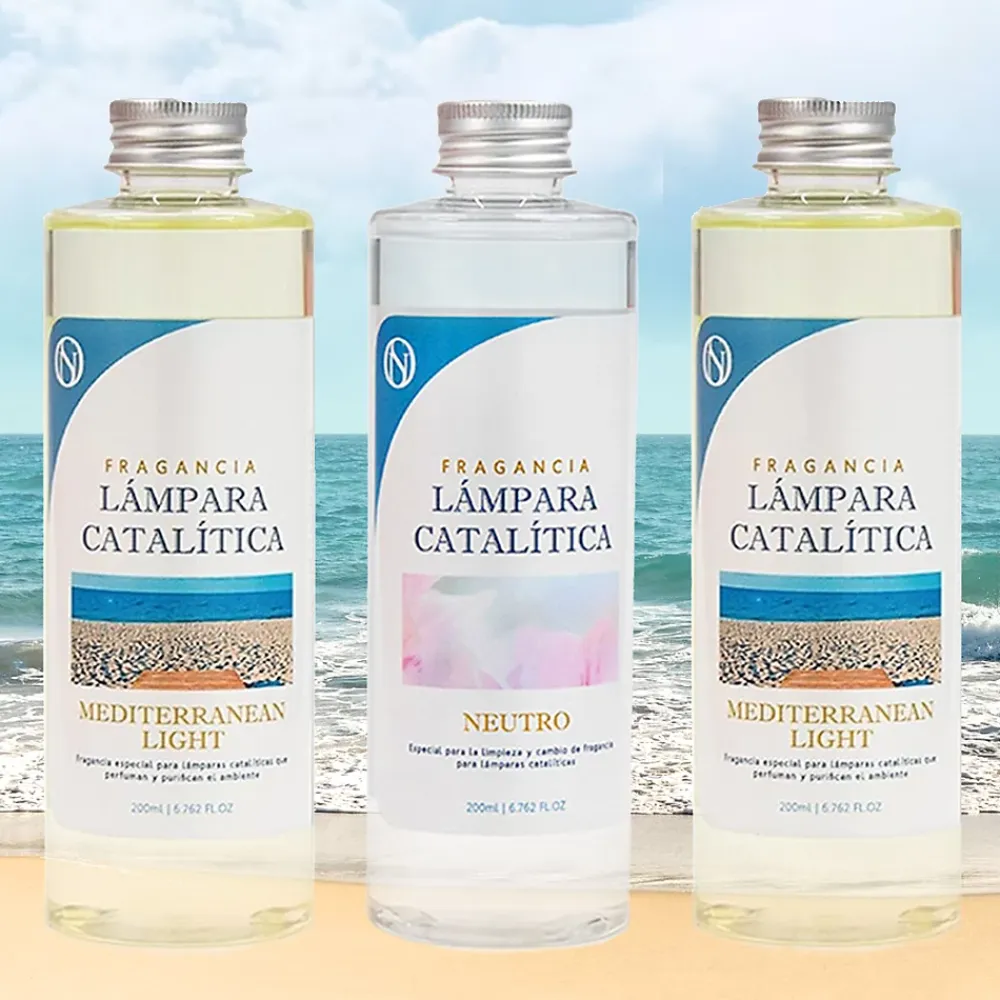 Mamamanuela Pack économique 3x Parfums pour Lampe Catalytique : 2 Arômes Mediterranean Light 500 ml + Nettoyant Neutre 200 ml* Désodorisant Et Parfum D'Ambiance