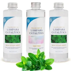 Mamamanuela Pack économique 3x Parfums pour Lampe Catalytique : 2 Arômes Mountain Mint 500 ml + Nettoyant Neutre 200 ml* Désodorisant Et Parfum D'Ambiance