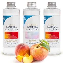 Mamamanuela Pack économique 3x Parfums pour Lampe Catalytique : 2 Arômes Peach Velvet 500 ml + Nettoyant Neutre 200 ml* Désodorisant Et Parfum D'Ambiance