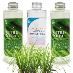 Mamamanuela Pack économique 3x Parfums pour lampe catalytique 200 ml : 2 Arômes de Citronnelle + Nettoyant neutre* Désodorisant Et Parfum D'Ambiance