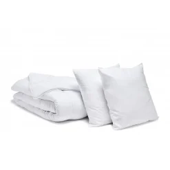 Pack Couette chaude 240x260cm + 2 Oreillers 60x60cm ANTI-ACARIENS>Bleu Calin Hot