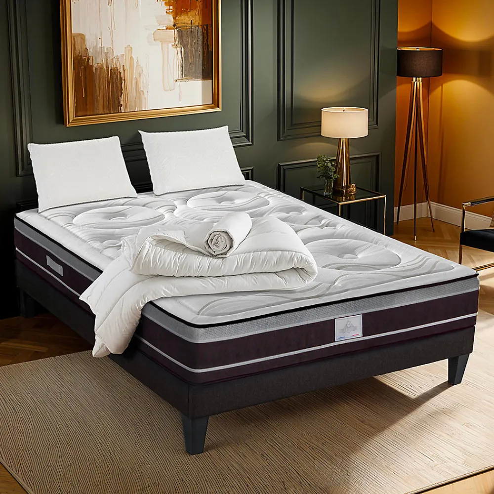 Pack Divin 90x200 cm Matelas Ressorts + Sommier Bois + Accessoires>Hypsom Hot