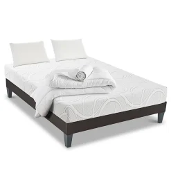Pack Eupraxie 90x190 cm Matelas Mousse + Sommier Bois + Accessoires>Olympe Literie Online
