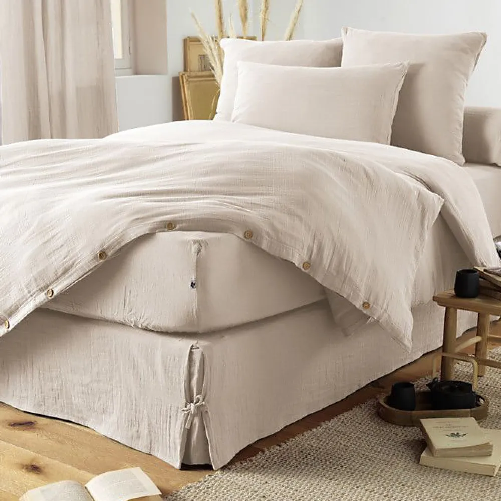Pack housse de couette "Gaïa" toutes dimensions "Gaze de Coton" - Gaïa Pampa - Pack 3 Pièces pour lit 90 x 190 cm (1 Housse de cou>L'Effet Papillon Discount