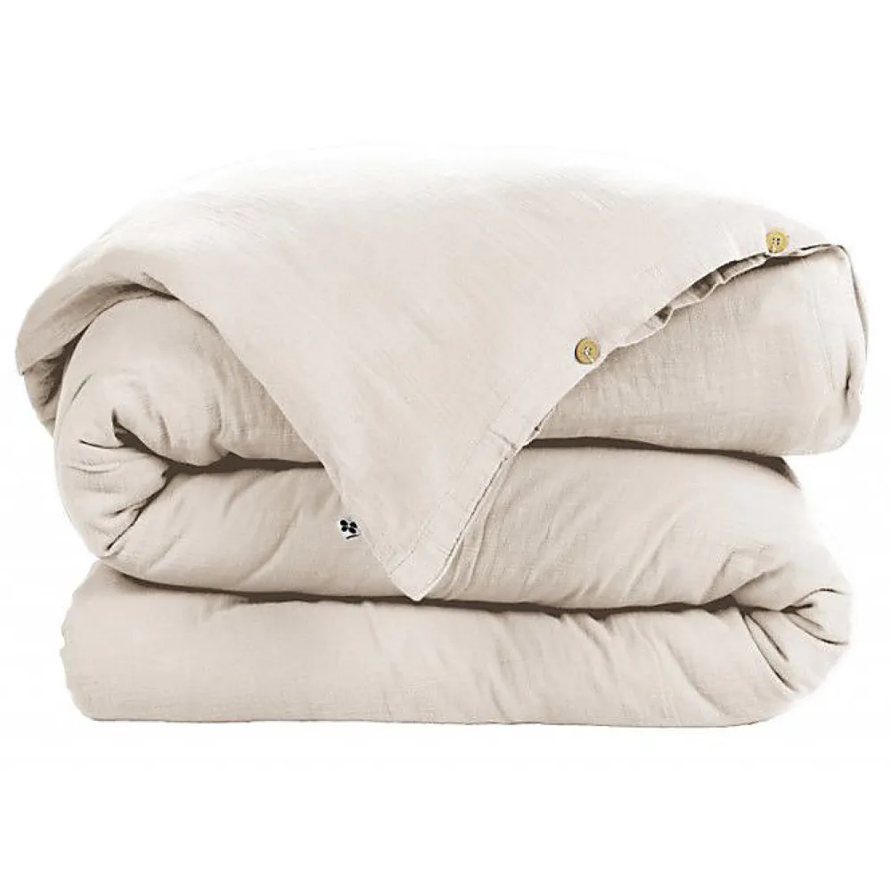 Pack housse de couette "Gaïa" toutes dimensions "Gaze de Coton" - Gaïa Pampa - Pack 3 Pièces pour lit 90 x 190 cm (1 Housse de cou>L'Effet Papillon Discount