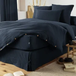 Pack housse de couette "Gaïa" toutes dimensions "Gaze de Coton" - Gaïa Minuit - Pack 4 Pièces pour lit 160 x 200 cm (1 Housse de c>L'Effet Papillon Discount