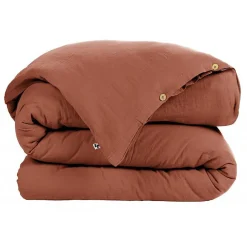 L'Effet Papillon Pack housse de couette "Gaïa" toutes dimensions "Gaze de Coton" - Gaïa Terracotta - Pack 4 Pièces pour lit 180 x 200 cm (1 Housse* Drap Housse|Drap Housse
