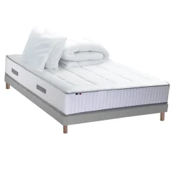 Pack matelas ressort 7 zones et sommier et oreiller couette 140x190>Idliterie