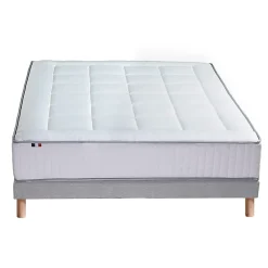 Pack matelas ressort 7 zones et sommier et oreiller couette 140x190><noscript><img width=
