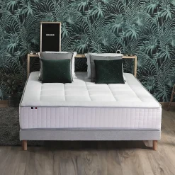 Pack matelas ressort 7 zones et sommier et oreiller couette 140x190><noscript><img width=