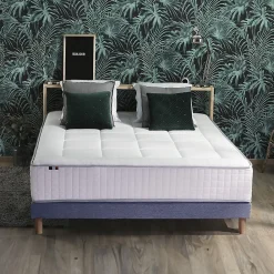 Pack matelas ressort 7 zones sommier oreiller couette 160x200><noscript><img width=