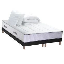 Pack matelas ressort 7 zones sommier oreiller couette 2x80x200>Idliterie Best