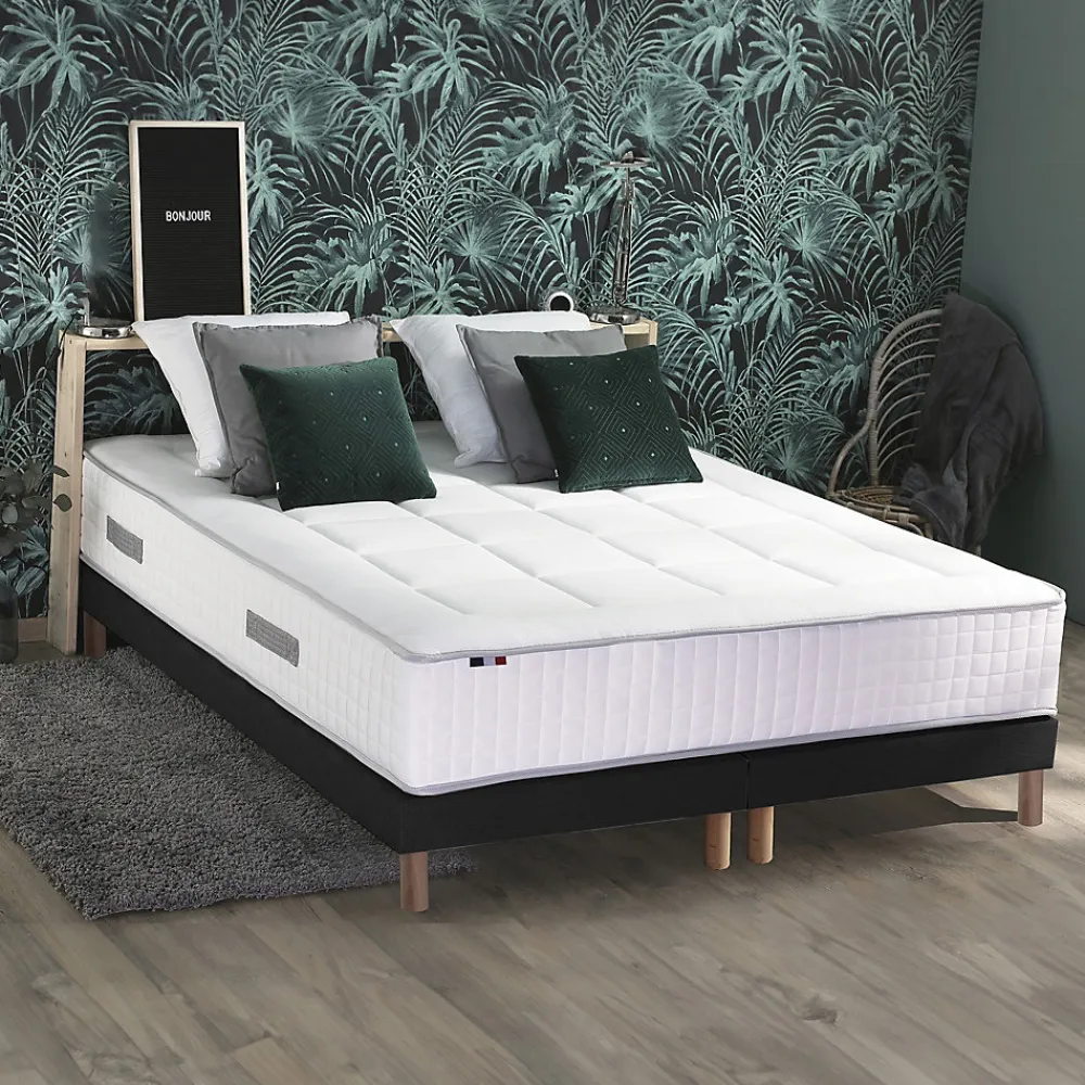 Pack matelas ressort 7 zones sommier oreiller couette 2x80x200>Idliterie Best