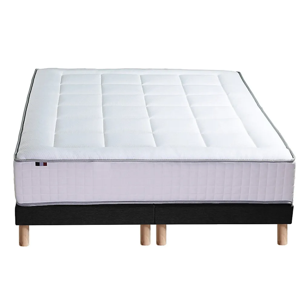 Pack matelas ressort 7 zones sommier oreiller couette 2x80x200>Idliterie Best
