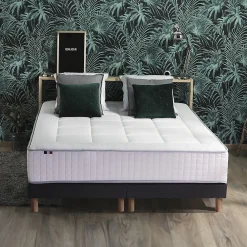 Pack matelas ressort 7 zones sommier oreiller couette 2x80x200><noscript><img width=