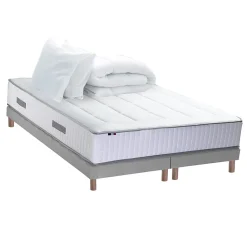 Idliterie Pack matelas ressort et visco et 2 sommiers couette oreiller 160x200* Ensemble Sommier Et Matelas