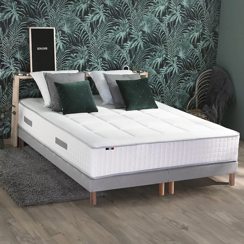 Idliterie Pack matelas ressort et visco et 2 sommiers couette oreiller 160x200* Ensemble Sommier Et Matelas