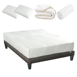 Bellecour Pack Paris 140x190 cm Matelas Mousse + Sommier Bois + Accessoires* Ensemble Sommier Et Matelas