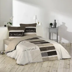 Pack parure de couette 260x240 cm So natural + drap housse 160x200x30 Beige>L'Effet Papillon New