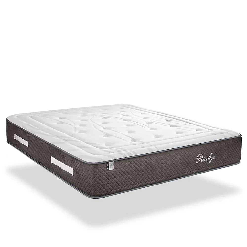 Bellecour Pack Privilège 90x200 cm Matelas Ressorts + Sommier Bois + Protège matelas anti punaise* Ensemble Sommier Et Matelas