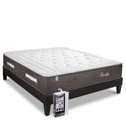 Bellecour Pack Privilège 90x200 cm Matelas Ressorts + Sommier Bois + Protège matelas anti punaise* Ensemble Sommier Et Matelas
