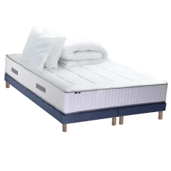 Idliterie Pack ressort 7 zones mémoire forme sommier couette oreiller 180x200* Ensemble Sommier Et Matelas