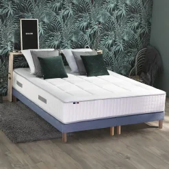 Idliterie Pack ressort 7 zones mémoire forme sommier couette oreiller 180x200* Ensemble Sommier Et Matelas