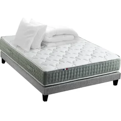 Idliterie Pack ressort 7 zones sommier couette oreiller 160x200* Ensemble Sommier Et Matelas