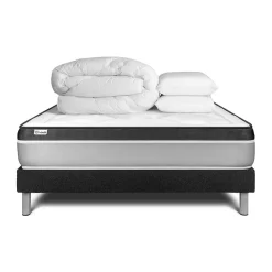 Vitalit Pack sommier kit matelas Mousse polyuréthane à mémoire de forme avec couette et oreillers* Ensemble Sommier Et Matelas