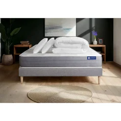 Actisom Pack sommier kit matelas Latex et mémoire de forme avec couette et oreillers* Ensemble Sommier Et Matelas