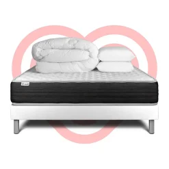 Pack sommier kit matelas Mousse polyuréthane à mémoire de forme avec couette et oreillers><noscript><img width=